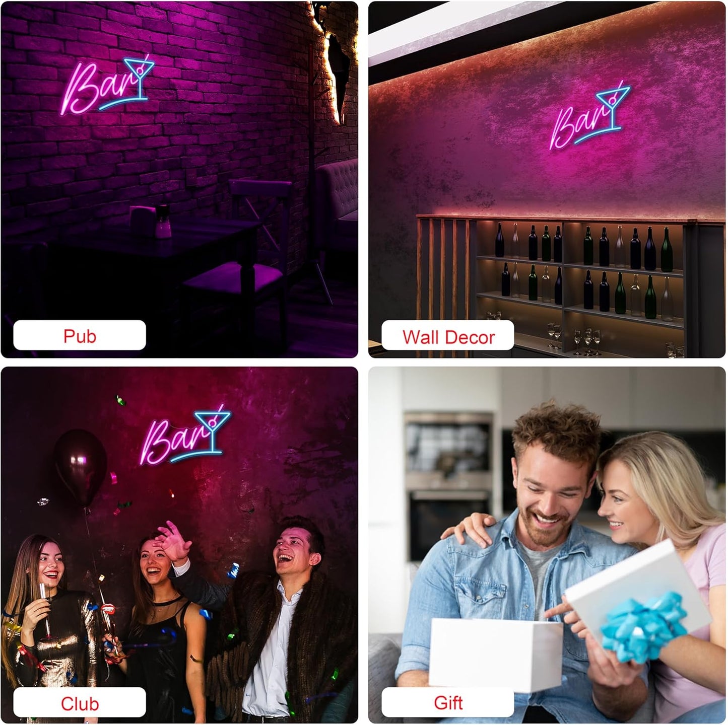 Kavaas Bar Neon Sign for Home Bar, LED Bar Sign for Man Cave Pub Cocktails Party - Best Gifts for Husband, Father, Birthday, Christmas