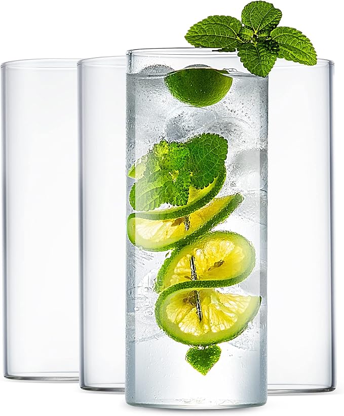 LUXU Drinking Glasses 19 oz, 4 pcThin Highball Glass,Clear Tall Beer Glass - B095L765TR