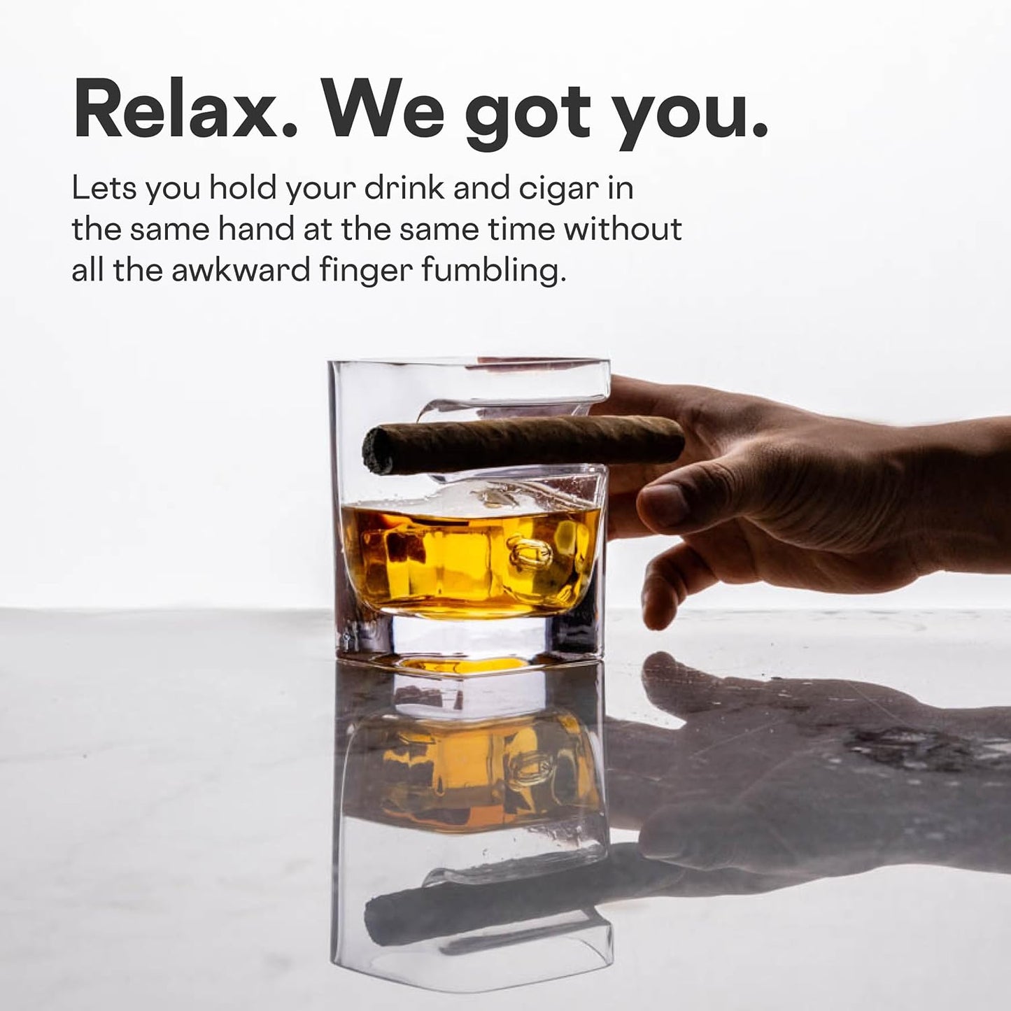 Corkcicle Premium Cigar Glass - Dual-Use Whiskey Glass - Built-In Cigar Notch - Ergonomic Design - Durable Construction - Summer Drinkware Gift - 9 oz