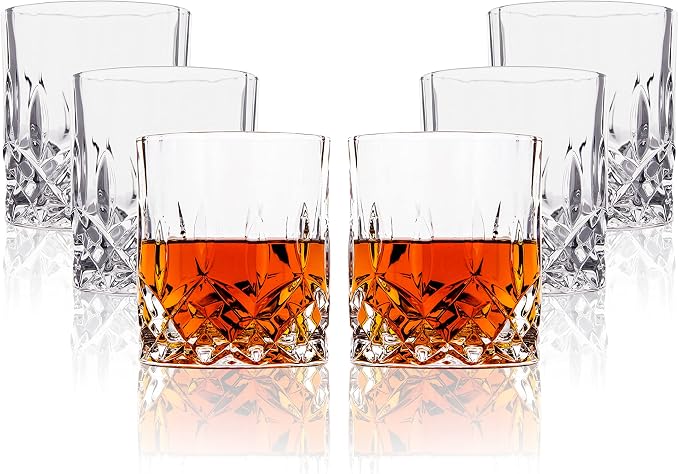 LEMONSODA Crystal Cut Old Fashioned Glass Sets - 10oz/12oz Ultra-Clear Premium Lead-Free Rocks Glass Tumbler For Drinking Bourbon, Scotch, Cognac, Cocktails (10oz, Set of 2) - B0B835VPT3