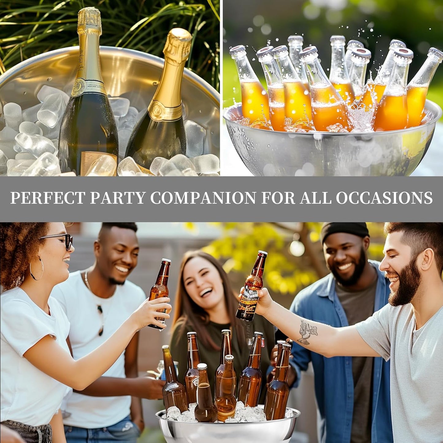 12L Premium Large Size Ice Bucket, Stainless Steel Champagne Bucket for Parties with Great Performance and Sleek Design