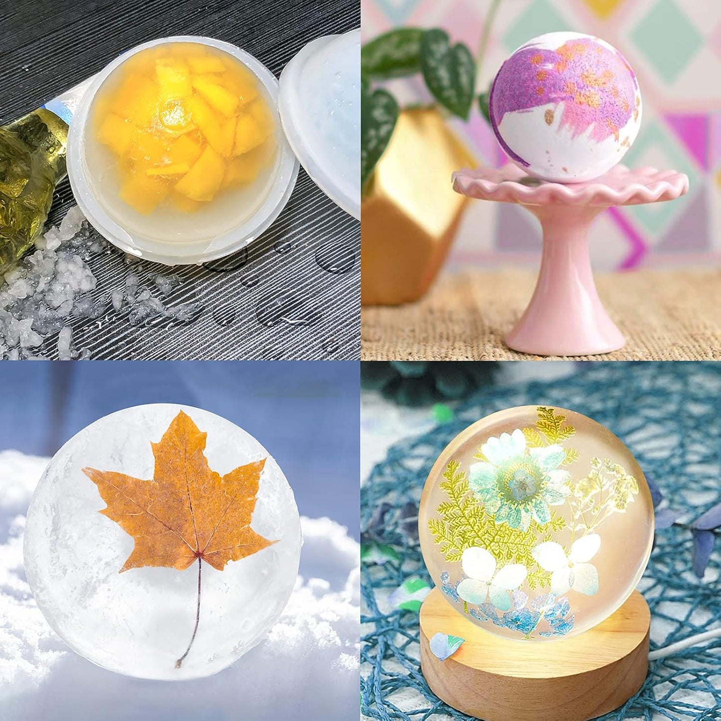 5inch Sphere Ball Silicone Mold Extra Large for Resin Epoxy, Candle Wax, Homemade Soap, Bath Bomb, Concrete, Cement, Plaster