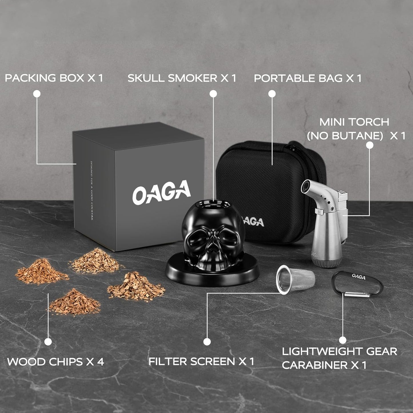 Whiskey Smoker Kit with Torch - Portable Bag, 4 Wood Chips, Cocktail Smoker Infuser Kit, Old Fashioned Drink Smoker Kit, Birthday Bourbon Whiskey Gifts for Men, Dad, Husband (NO Butane)