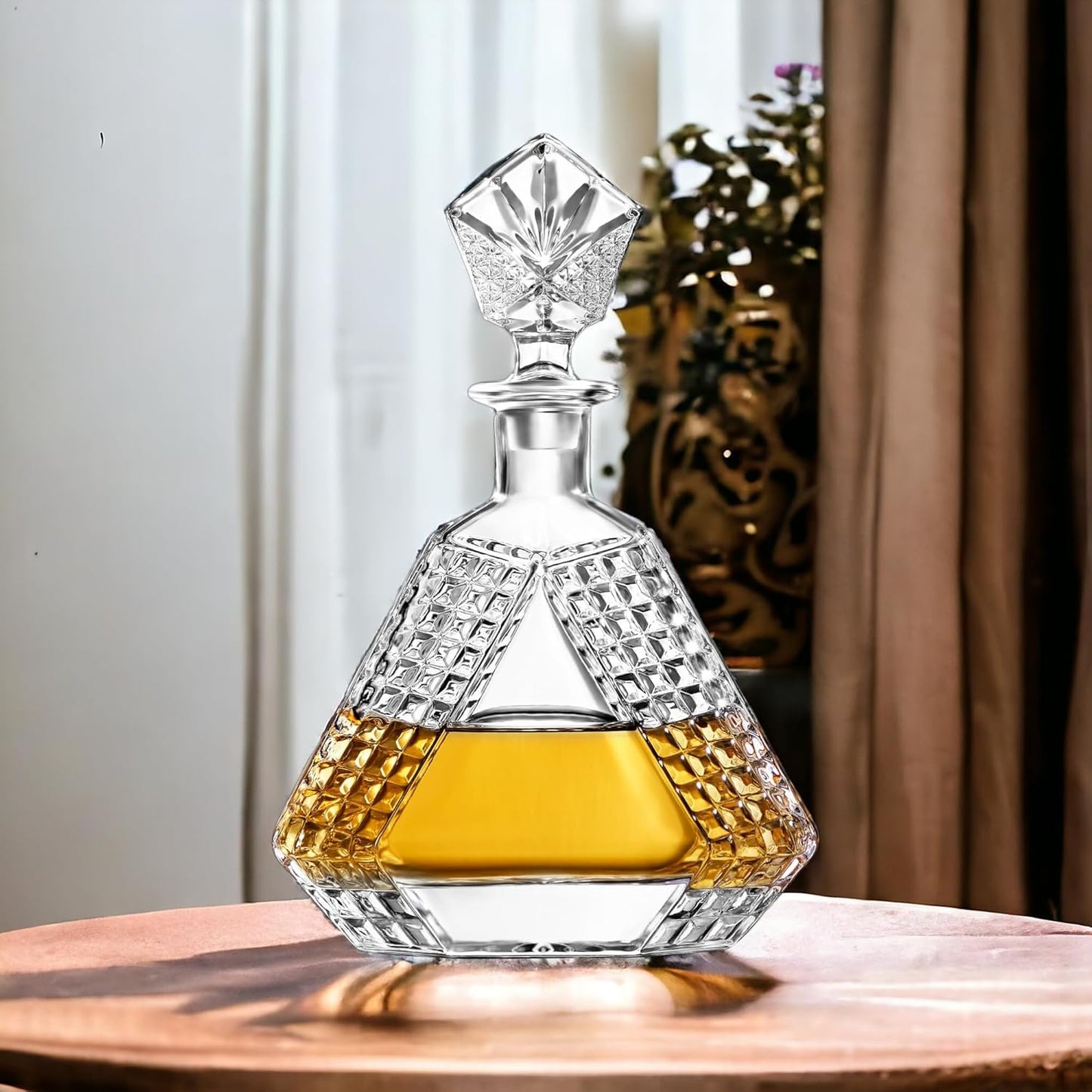 Triangle Whiskey Decanter 650ml – Premium Glass Liquor Decanter with Solid Glass Stopper, Stylish Barware for Bourbon, Scotch & Spirits, Gift-Ready Packaging, Gift for Husband or Her