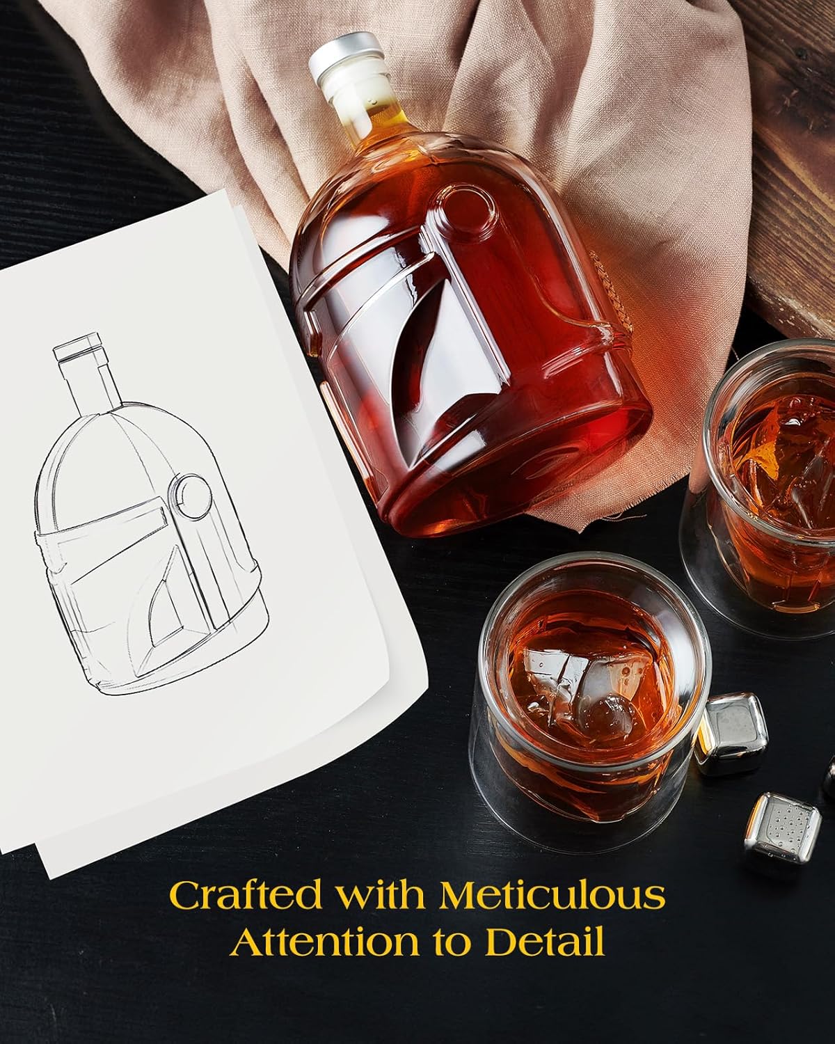 Galaxy Whiskey Decanter Sets with 2 Glasses for Men Dad, Unique Gift for Father, Husband, Boyfriend, Brother, Christmas, Anniversary, Birthday Gift Ideas, Cool Drinking Accessories for Home Bar