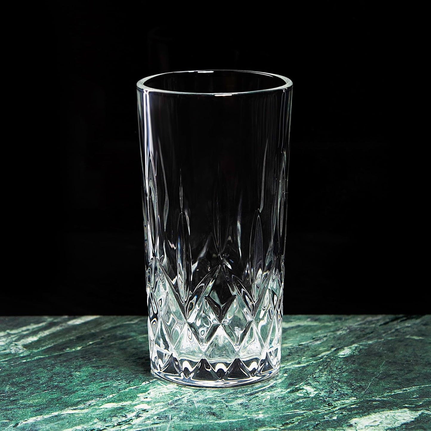 LEMONSODA Premium 12oz Highball Glass, for Water, Juices, cocktails - Set of 4 - Crystal Cut Glasses – Elegant Textured Tom Collins Glassware Set - Premium Packaging