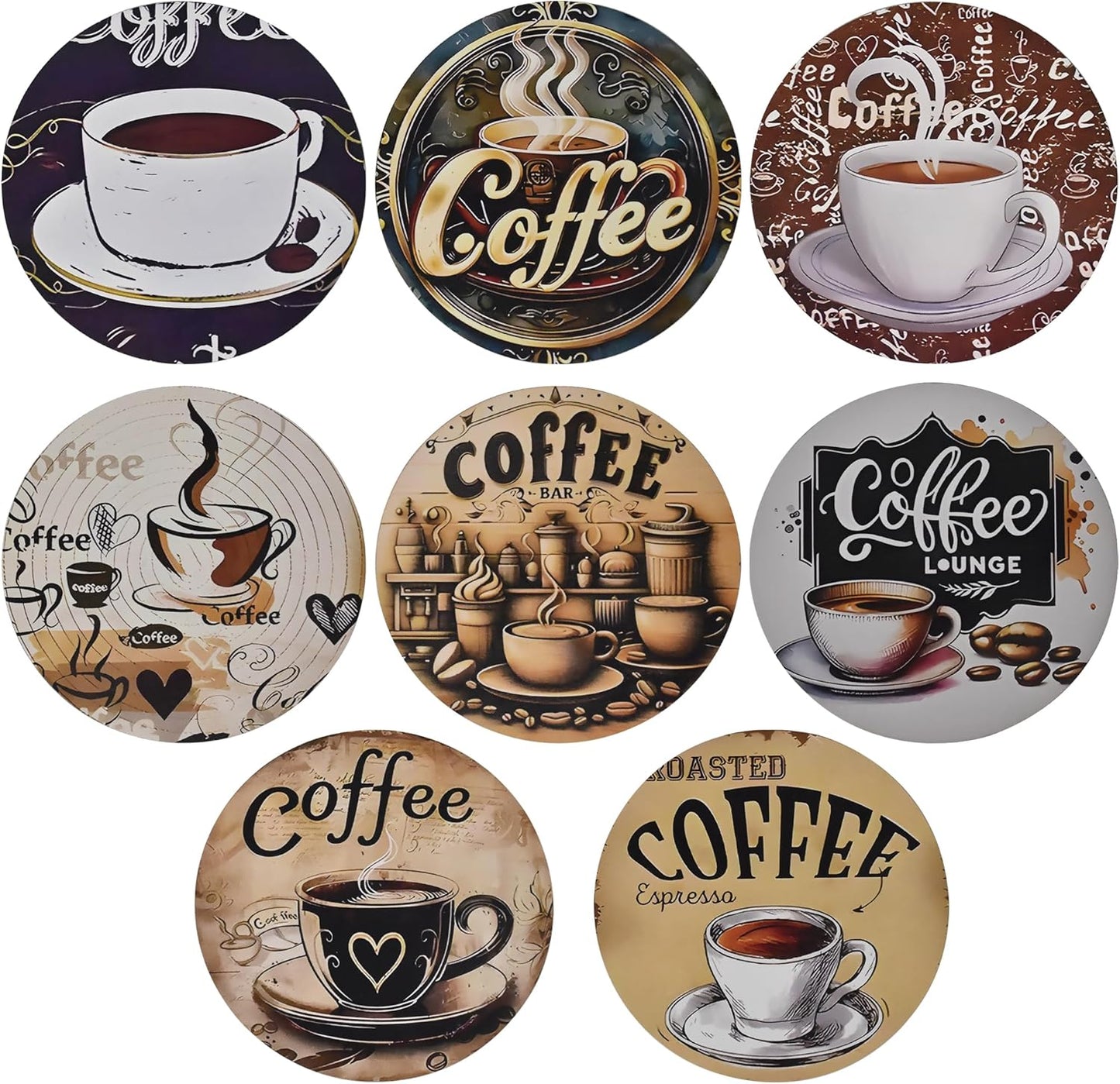 Bar Coaster Set, Drink Coaster for Home Decor, Wood Coffee Coasters 8Pack (Coffee-Brown)