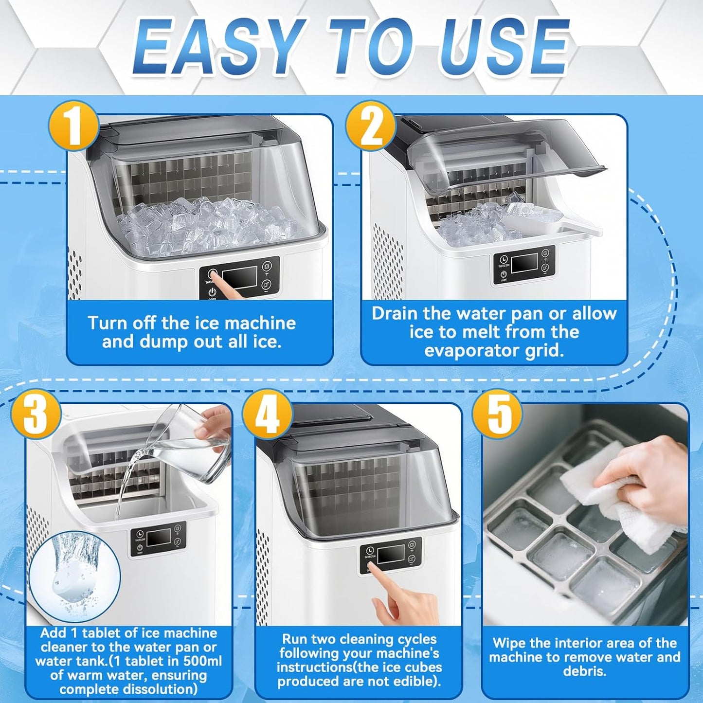 Ice Machine Cleaner Tablets Descaler (36 Pack) – Portable Ice Maker Cleaner, Nickel Safe Scale Remover Compatible with Countertop and Nugget Ice Maker, Remove limescale, Odor-Free, Crystal Clear Ice