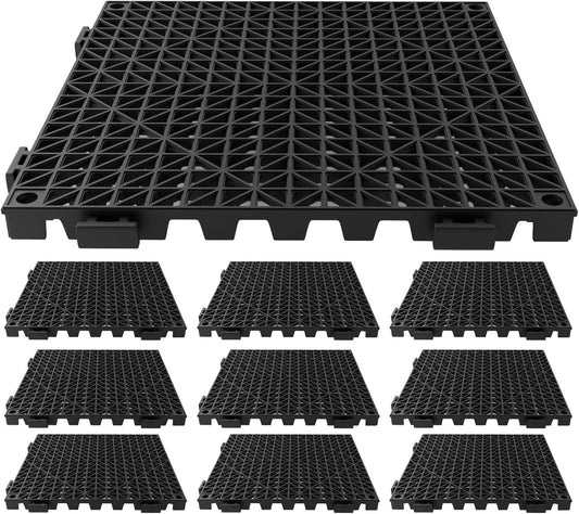 Tioncy 10 Pcs Bar Countertop Supplies Interlocking Mats 12 x 12 Inch Rubber Black Shelf Liners Bar Drying Coffee Non Slip Spills Mats for Bartending Home Cocktail Bars Restaurants