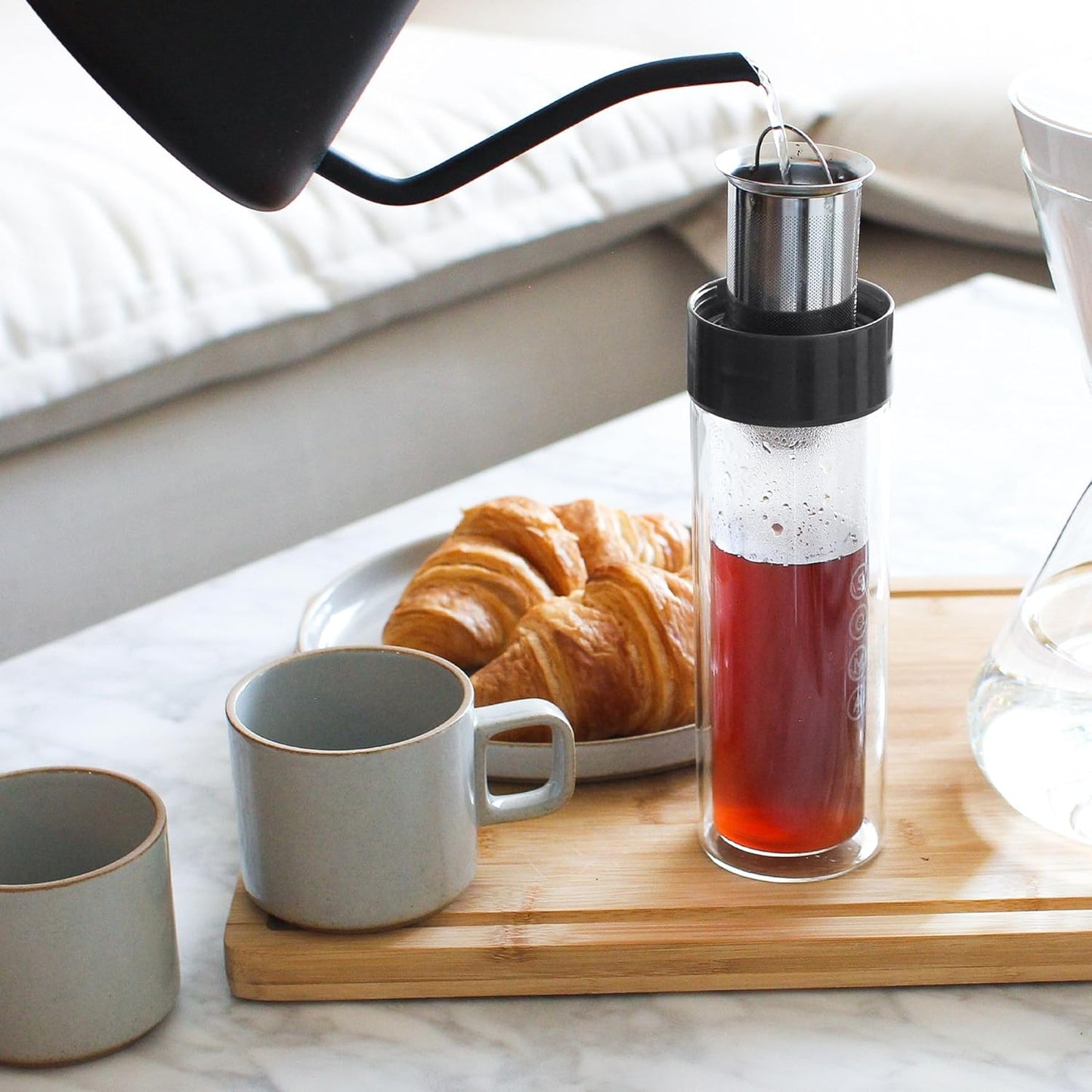 SOMA Double Wall Glass Tea and Coffee Cold Brew Bottle, Black, 12oz (SM18501K)