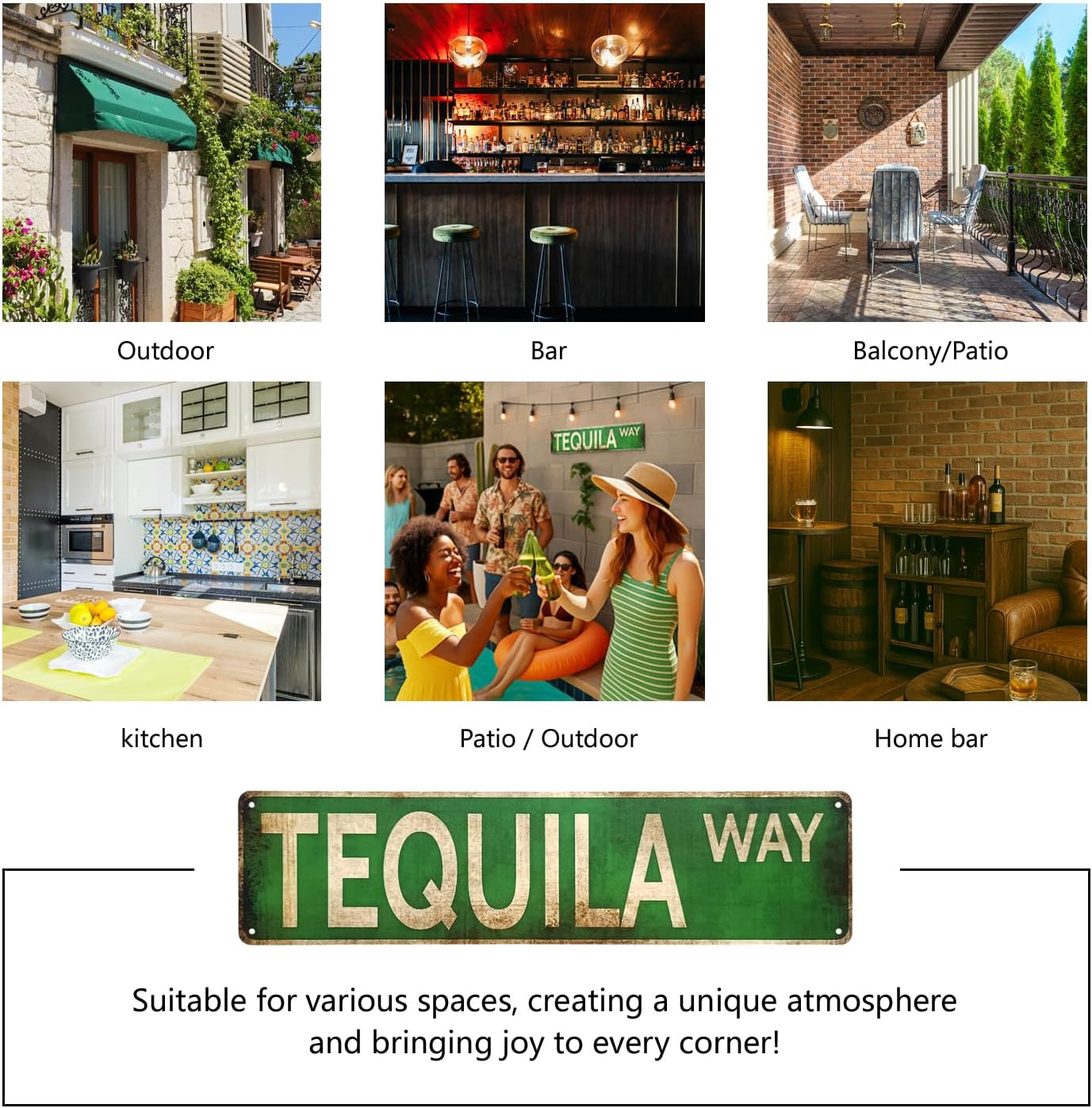 Tequila Way Street Sign – All-Aluminum Vintage Rustic Metal Sign 4x16 Inches, Funny Wall Art for Kitchen, Home Bar, or Outdoor Patio Decor