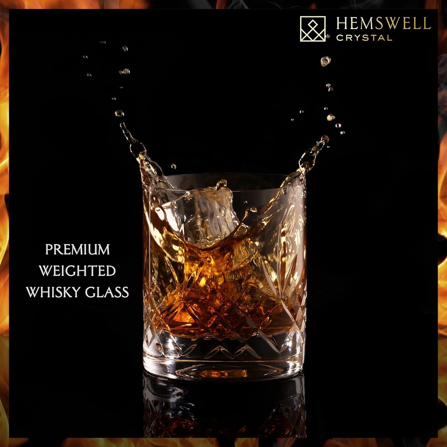 Whiskey Glass Single - Old Fashioned Glass for Men and Women - 11oz One Crystal Low Baller Tumbler Solid Base & Thin Rim - Bourbon Glass - Wicklow Design