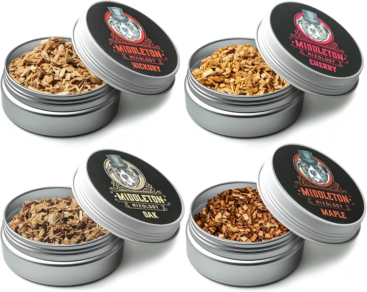 SmokeTop® 4 Pack of Wood Chips - Cocktail Smoker Chips for Old Fashioned Cocktails, Whiskey, & Bourbon - Made in The USA (Cherry, Hickory, Maple, Oak)