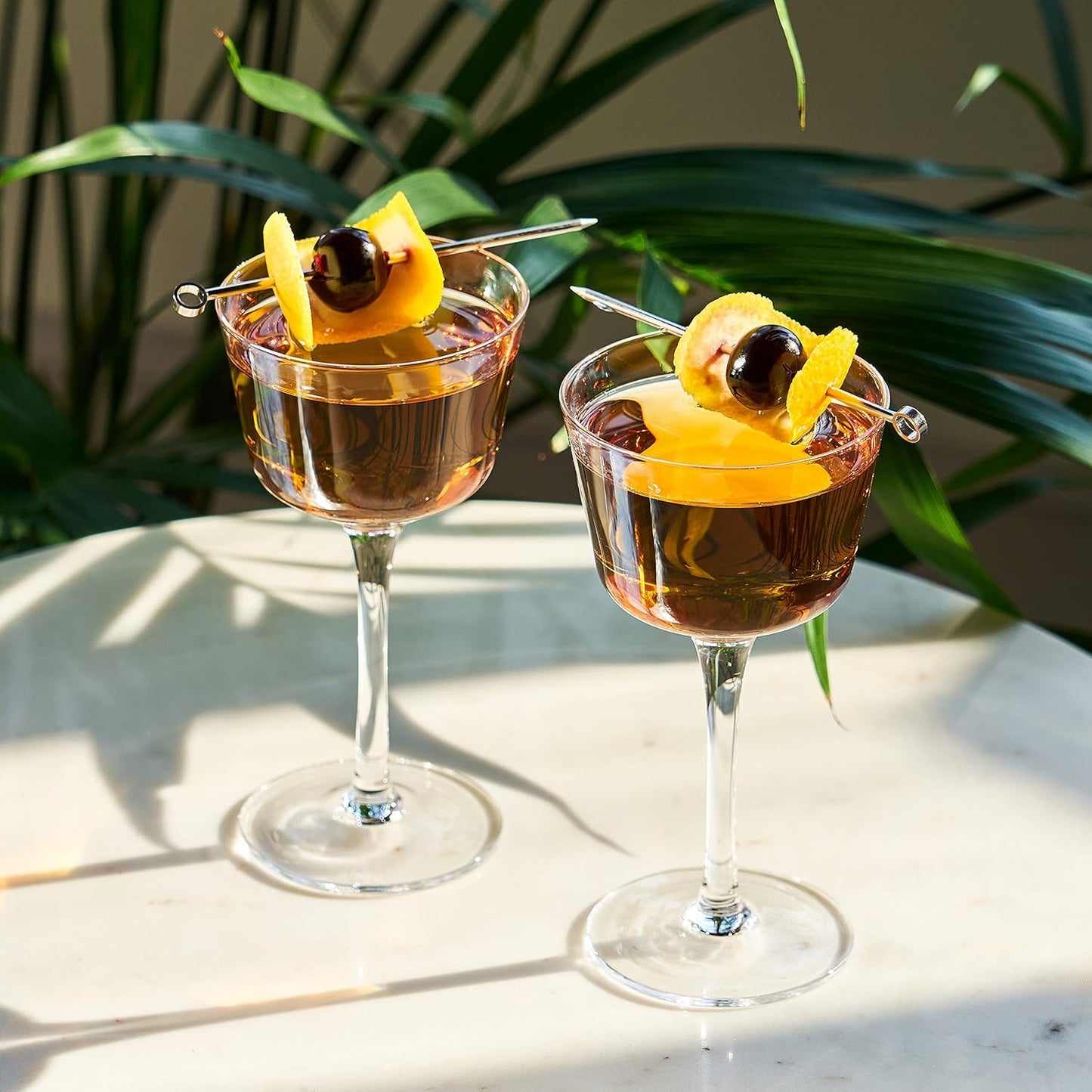 Viski Nick and Nora Glasses, Stemmed Drinkware, Premium Crystal Cocktail Glasses, Cocktail Coupe Glasses, Home and Bar Glass cups, Set of 2, 4oz