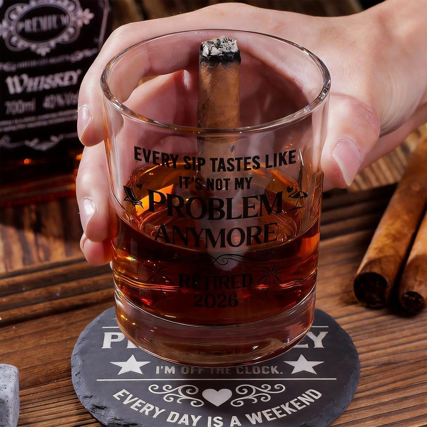 Retirement Gifts for Men Whiskey Glass Set, Retirement Gift for Dad Brother Grandpa Friends Husband Him, Retired Gifts for Men Coworker Colleague Boss, Goodbye Farewell Gift for Coworker Leaving