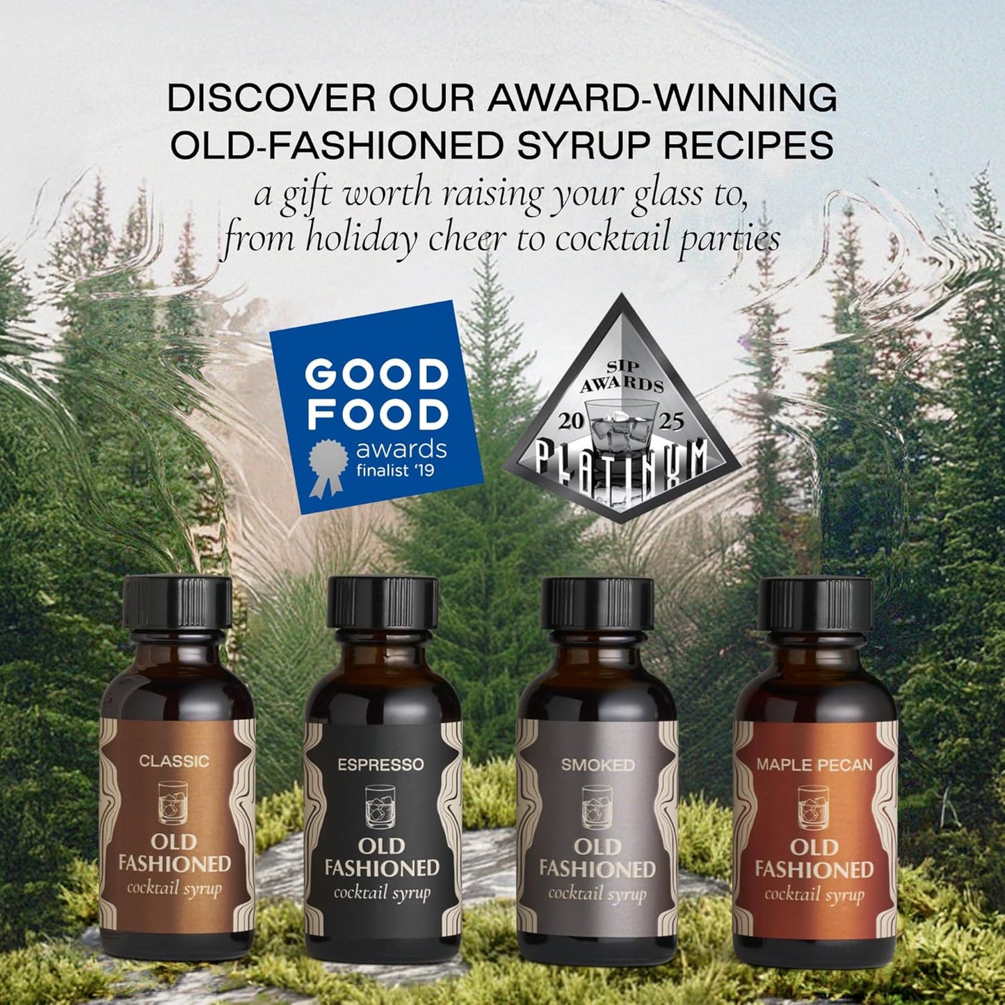 Strongwater Old Fashioned Craft Cocktail Mixer Sample 4 Pack - Makes 16 Cocktails - Handcrafted Old Fashioned Gift Set - Travel-Friendly, No Artificial Sweeteners - Just Mix with Bourbon or Whiskey