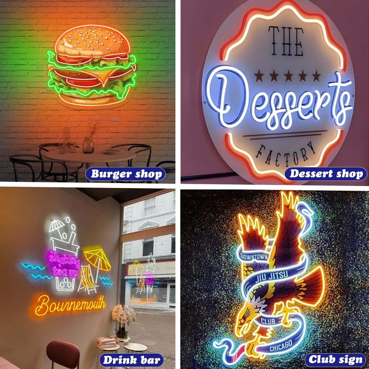Custom Neon Sign Logo, Plug/Battery Operated LED Shop Name Picture Logo Signs Personalized for Business Home Decor, Hanging/Wall Neon Light Customizable with UV Printed for Grill Bar Nail Office Room