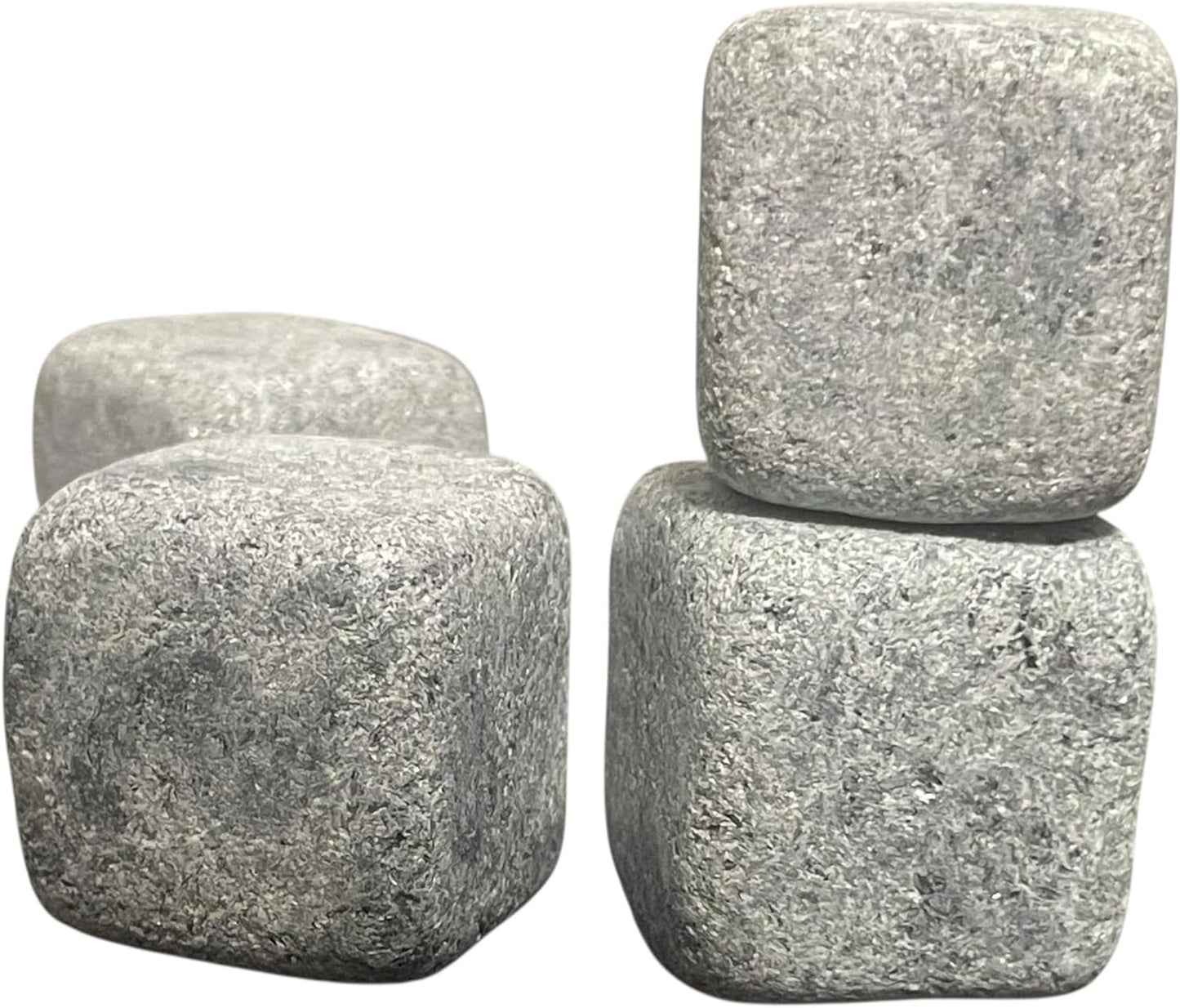 Whiskey Rocks – Set of 4 Soapstone Drink Rocks - Large Size - Handmade Soapstone Ice Cubes - Whiskey Chilling Stones
