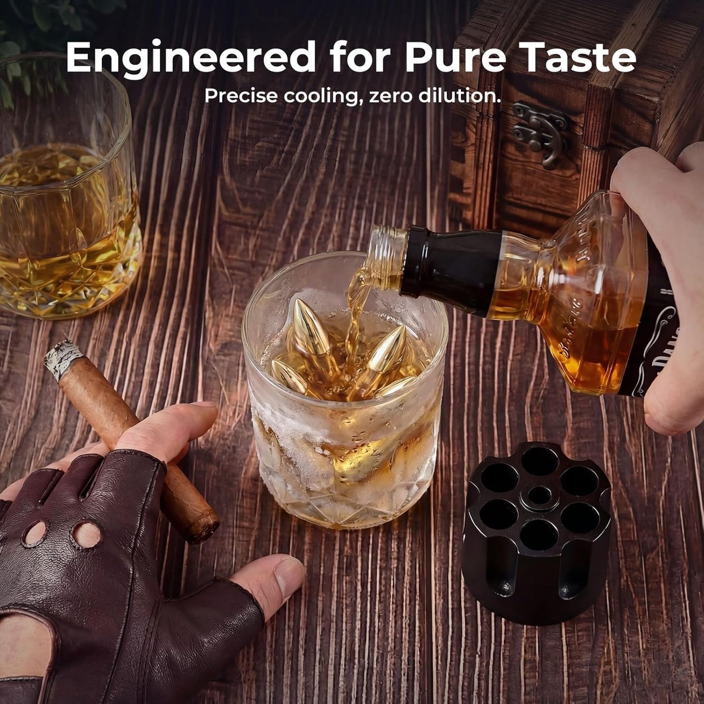 EooCoo Fathers Day Dad Gifts, Whiskey Stones Gift Set with 6 Pcs Stones and Box, Reusable Ice Cubes for Drinks, Cool Gadgets Bourbon Mens Birthday Gifts for Dad, Husband, Whiskey Lover