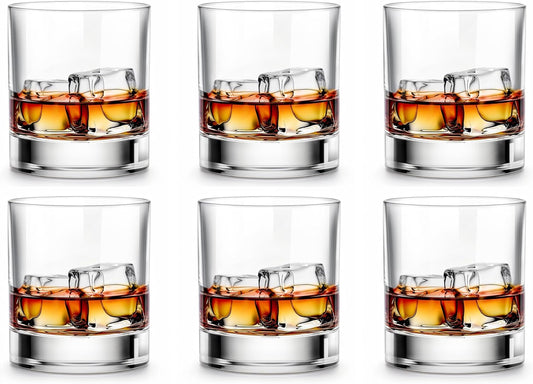 LUXU Whiskey Glasses-Premium 11 OZ Scotch Glass Set of 6 /Old Fashioned Whiskey Glasses/Style Glassware for Bourbon/Rum glass,Clear