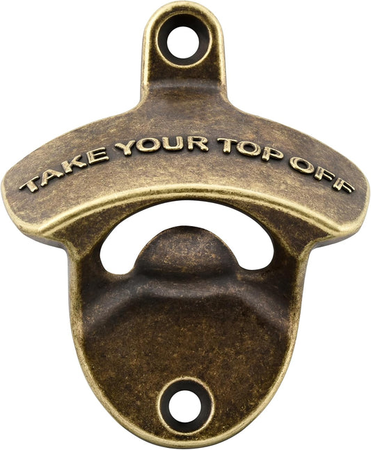 Vintage Wall Mounted Bottle Opener Bronze, Stainless Cooler Mount Bottle Cap Opener for Beer Lovers Gifts