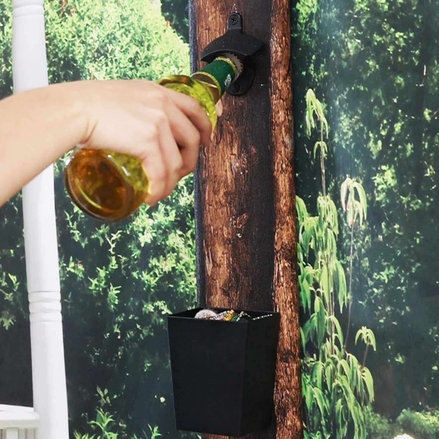Black Beer Opener Wall Mounted Take Your Bottle Top Off Bottle Opener with Cap Catcher Gifts