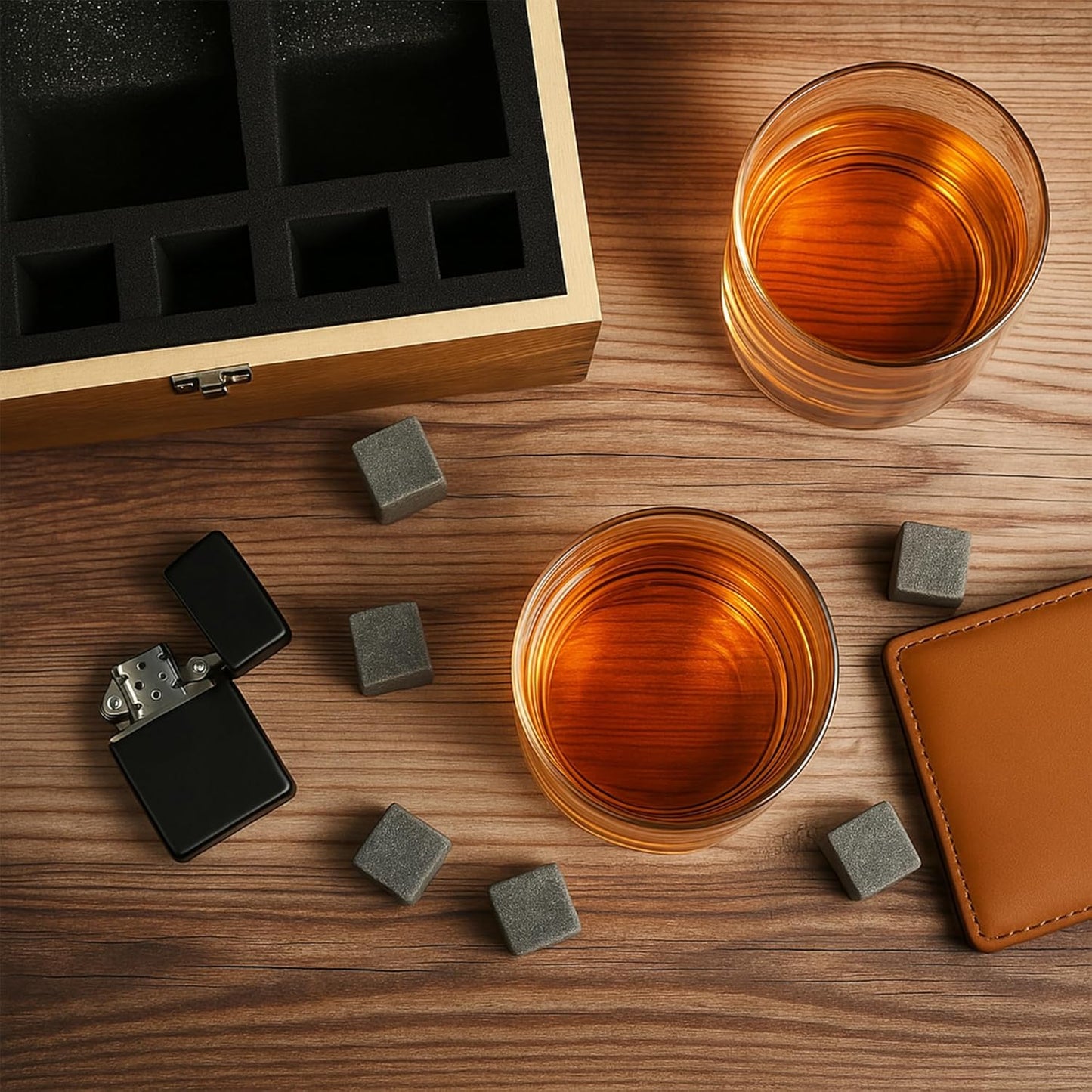 Personalized Vintage Birthday Whiskey Gifts for Men - 11 oz Engraved Bourbon Glass - Set of 2 Vintage Whiskey Cup in Wooden Box - 4 Designs Custom Scotch Glass Gift For Him (Vintage)