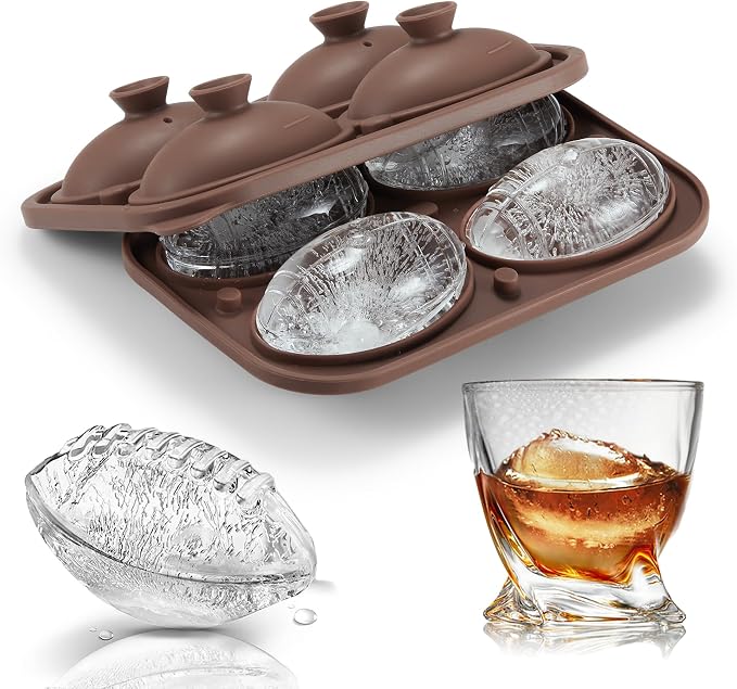 ACOOKEE Novelty Golf Gifts Ball Ice Maker Mold, 2.5" Large Sphere Round Ice Cube Mold for Cocktails, Whiskey, Bourbon Chilling, 4 Hole Fun Shapes Big Silicone Circle Ice Cube Trays w/Funnel - B0DRV61B1J