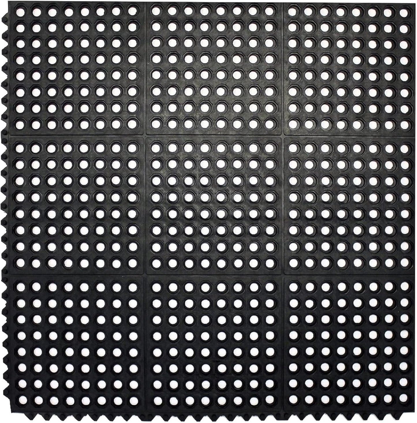 Envelor Interlocking Rubber Floor Mat Restaurant Kitchen Mat for Floor Anti Fatigue Bar Mat Door Mat Non - Slip Mat Indoor Outdoor Shower Pool Drainage Mat Durable Garage Flooring 36 x 36 Inch