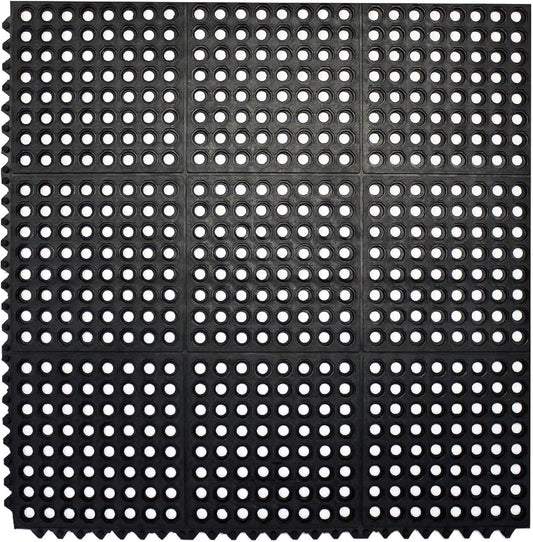 Envelor Interlocking Rubber Floor Mat Restaurant Kitchen Mat for Floor Anti Fatigue Bar Mat Door Mat Non - Slip Mat Indoor Outdoor Shower Pool Drainage Mat Durable Garage Flooring 36 x 36 Inch
