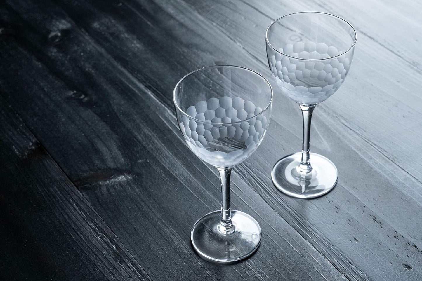 Amehla "Hive Honeycomb Nick & Nora Cocktail Glasses, 5oz Coupe Martini Glasses Set, for Manhattan, Bee's Knees, Espresso Martini & other Craft Cocktails (Pack of 4)