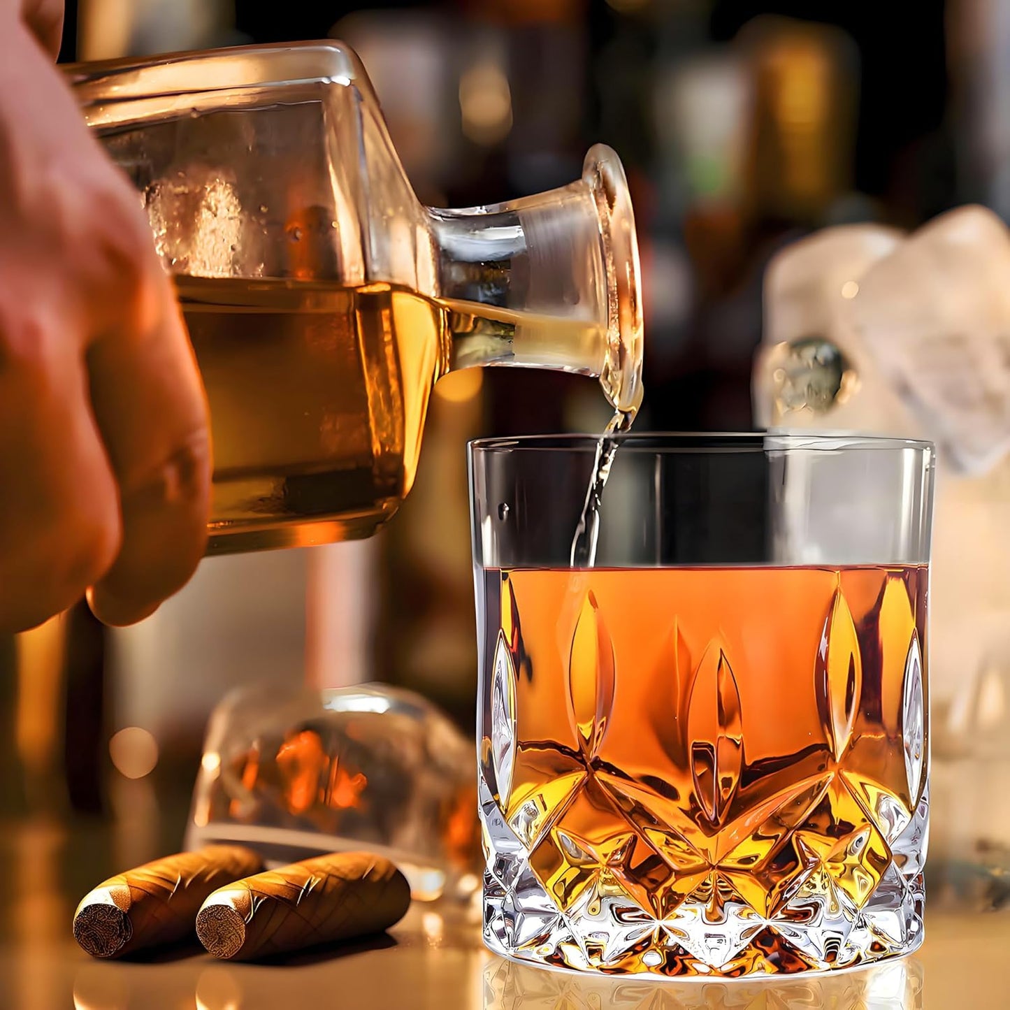 QUMMFA Whiskey Glasses Set of 8, 11 oz Crystal Old Fashioned Glasses, Buy 6 Get 2 Free, Perfect for Bourbon, Scotch, Vodka, Gift for Men, Women, Dad, Father