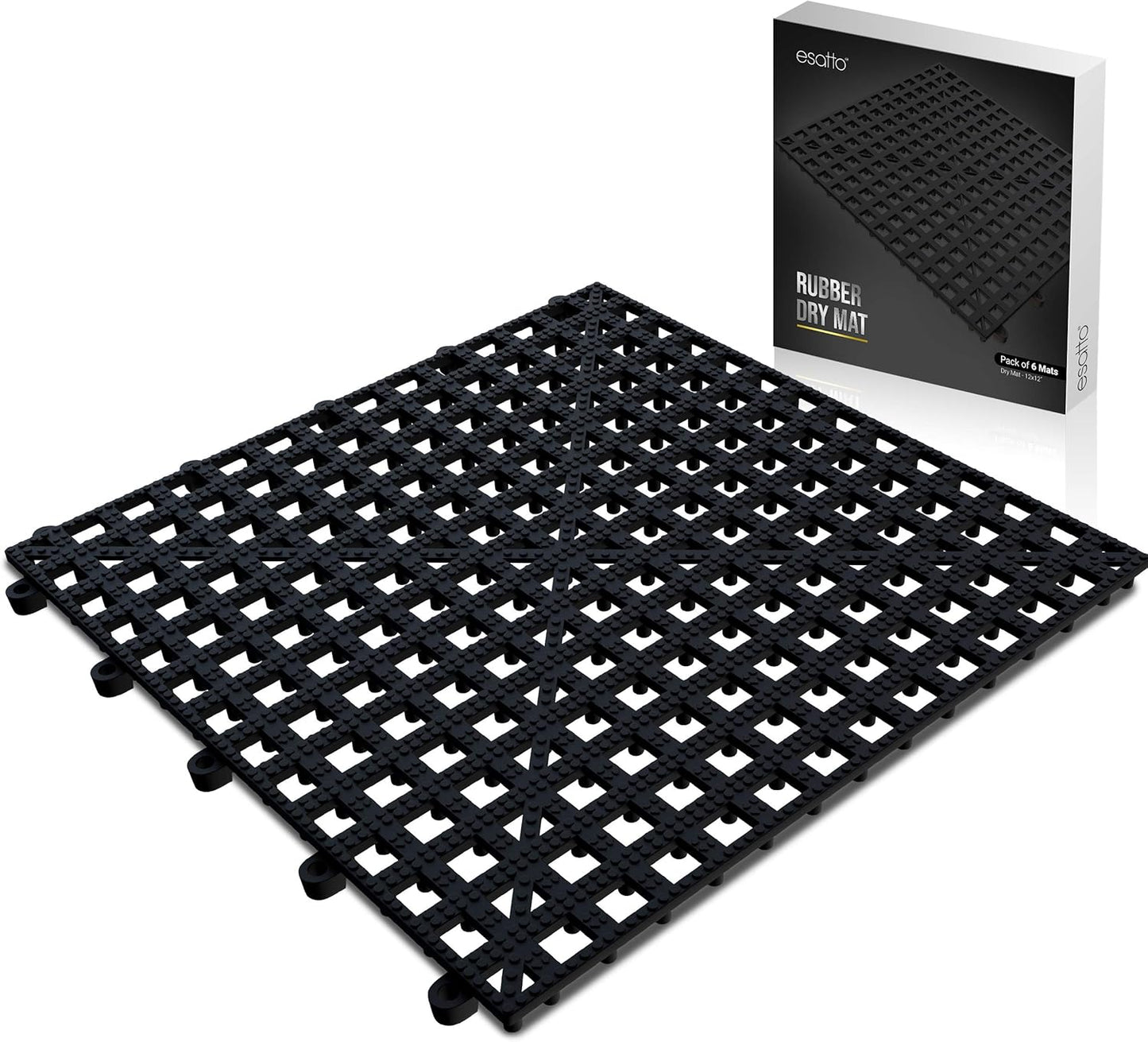 Esatto Interlocking Shelf Mats – for Spills, Clean Bars, Stain Protection, and an Anti-Slip Surface (6, Black)
