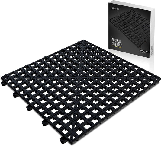 Esatto Interlocking Shelf Mats – for Spills, Clean Bars, Stain Protection, and an Anti-Slip Surface (6, Black)