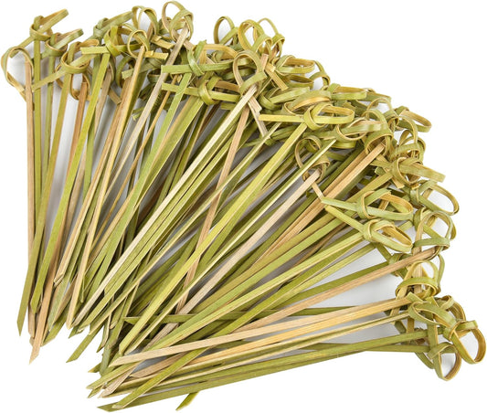 300PCS Cocktail Picks Bamboo Skewers for Appetizers, 4.7 Inch Toothpicks for Appetizers, Natural Bamboo Knot Skewers, Food Picks, Fancy Tooth Picks for Drinks,Barbecue Snacks, Sandwiches