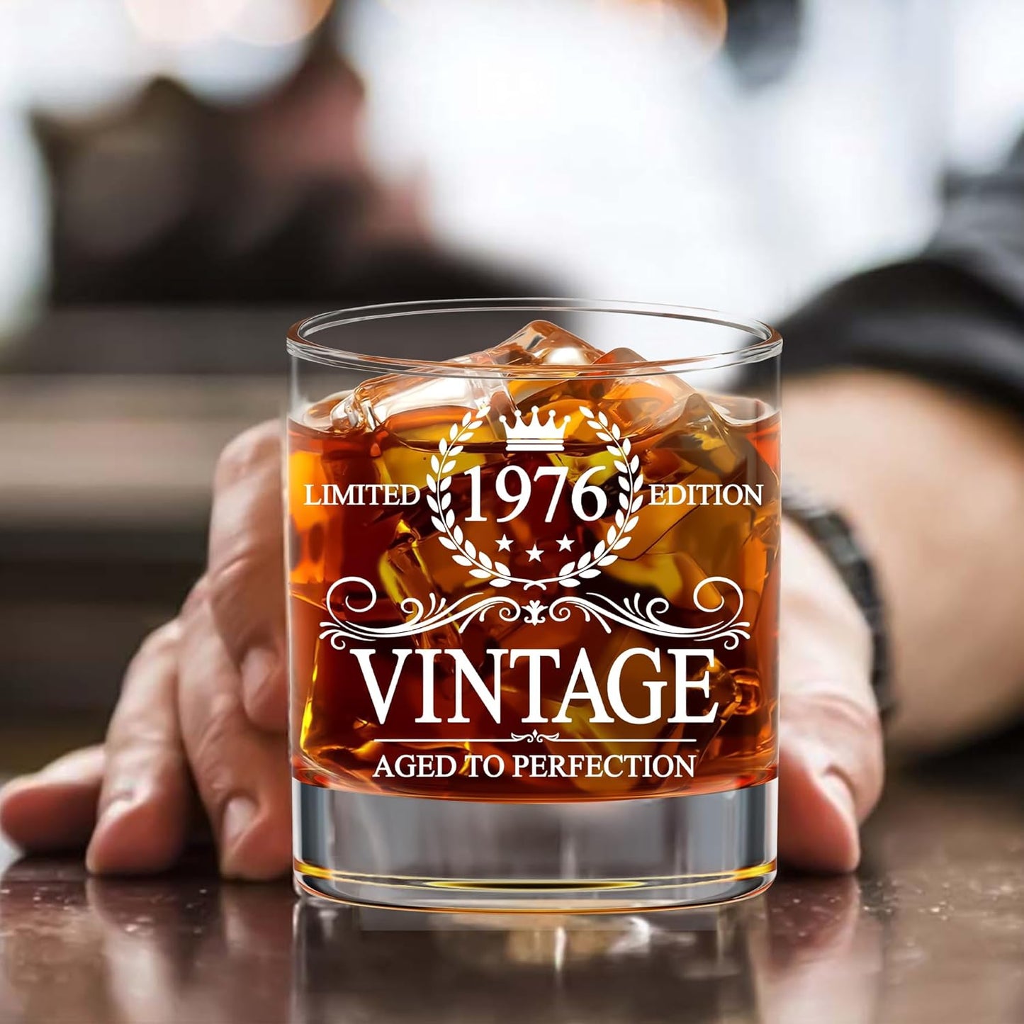 GLAKEUN 50th Birthday Decorations for Men - Men 1976 Birthdays Gift Ideas - Gifts for Men Turning 50-50th Bday Present Idea From Her, Wife - Birthday Gifts for Him 1976 - Vintage 1976s Rock Glass