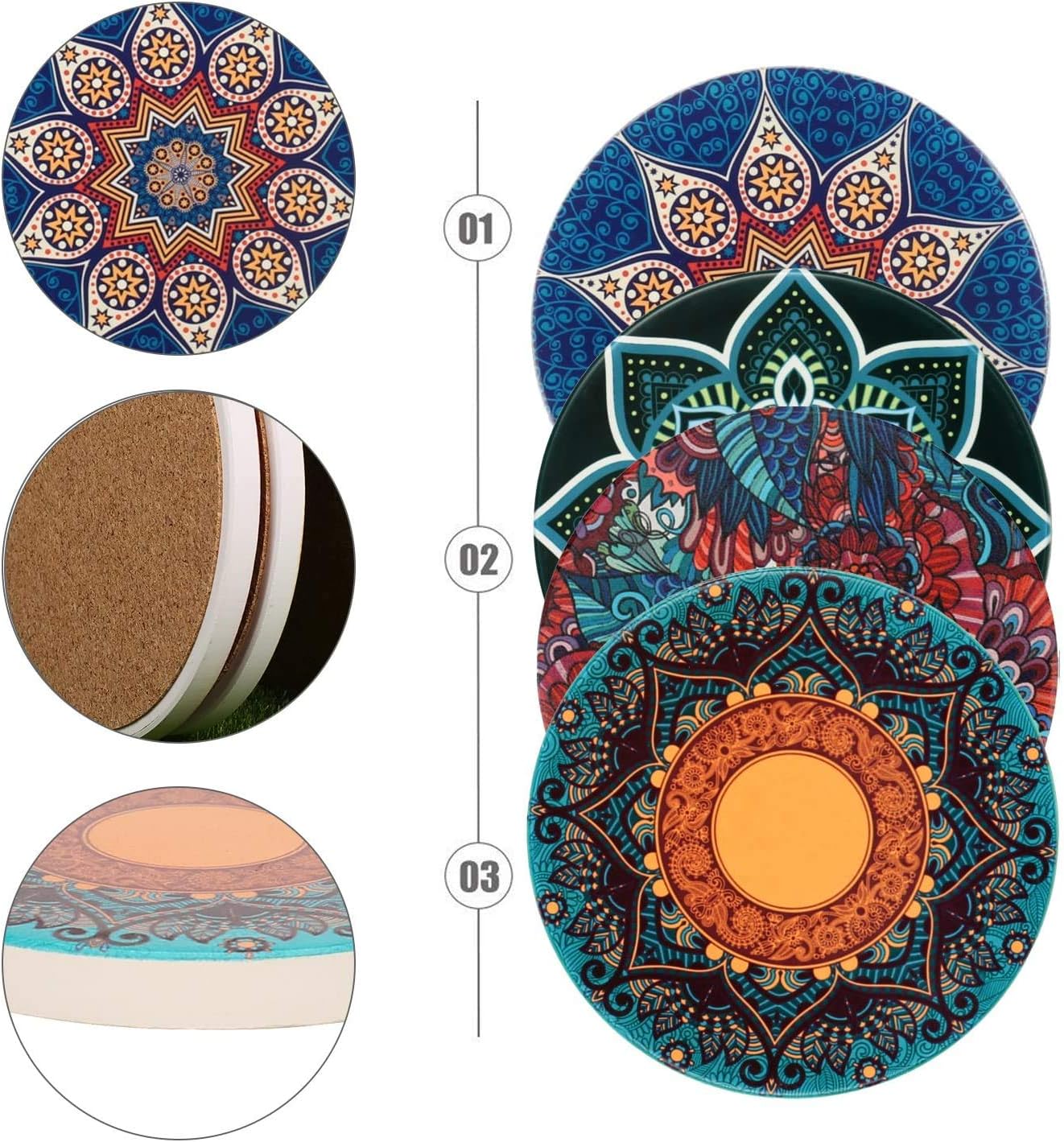 LogHog Stylish and Functional Drink Coasters - Set of 6 Coasters for Coffee Table, Absorbent Coasters for Drinks - Protects Furniture and Adds Decor to Your Home