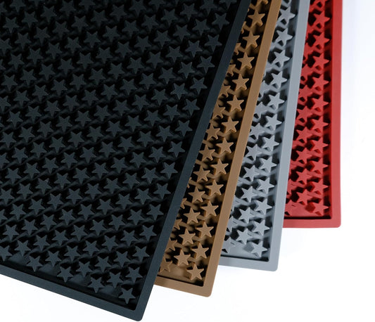 17x13 Inch Star Pattern Bar Mat Coffee Mat Utensil Mat Tool Mat for Countertop Anti Slip Cleaning and Drying (Black, 17*13)