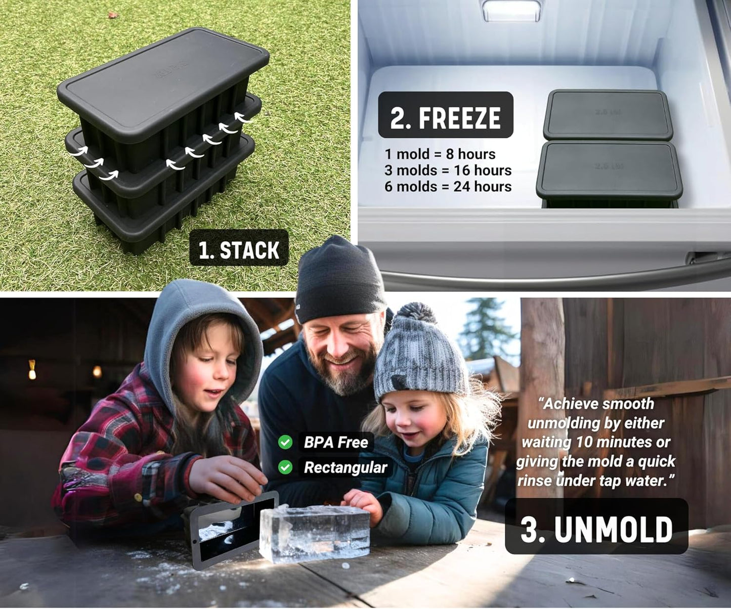 Alaskey® Extra Large Ice Block Mold 2.5 lbs With Lid (Single) | Create Perfect Ice Bricks | Professional Silicone Mold for Crafting Giant Ice Cubes, Ideal for Ice Baths, Coolers, Bartender Accessories