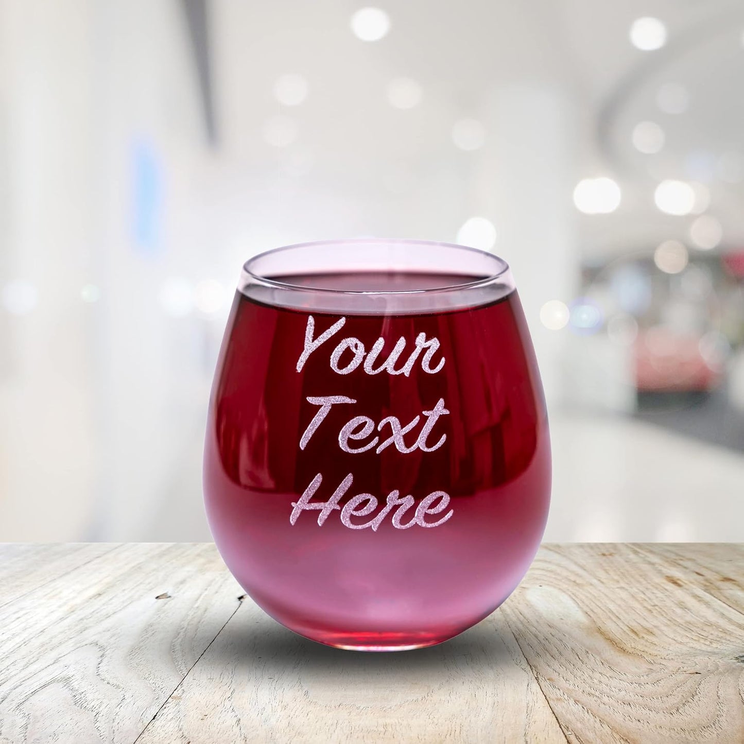 Gifts Inscribed Personalized Stemless Wine Glass – Custom Engraved Drinking Cup with Text – Laser Etched Wedding, Engagement, Anniversary, Bridal Party Gift