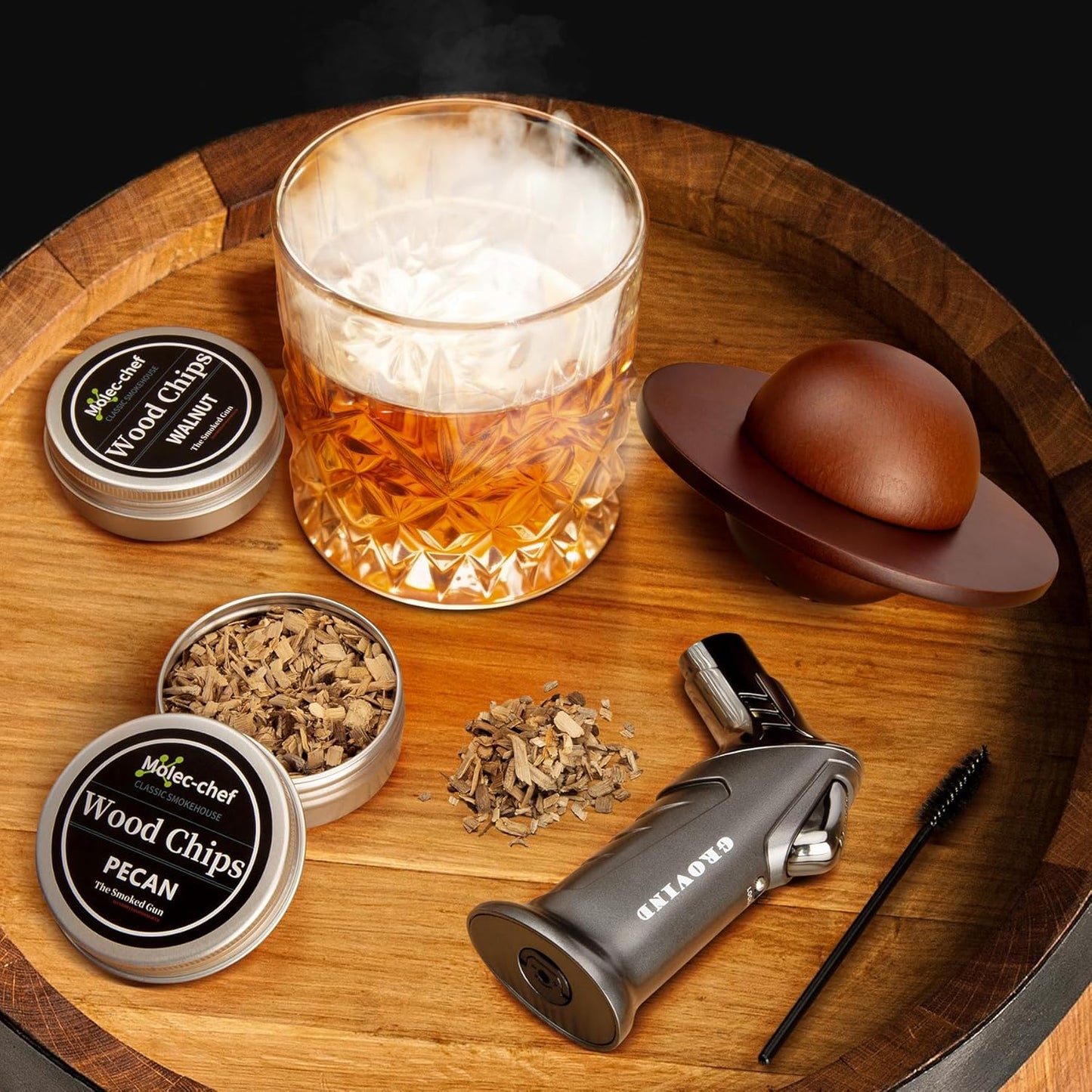 Whiskey Smoker Kit,Cocktail Smoker Kit with Torch,Bourbon smoker kit,Old Fashioned Smoker kit,Drink Smoker Infuser Kit with Wood Chips,Birthday Whiskey Bourbon Gifts for Men,Dad,Husband