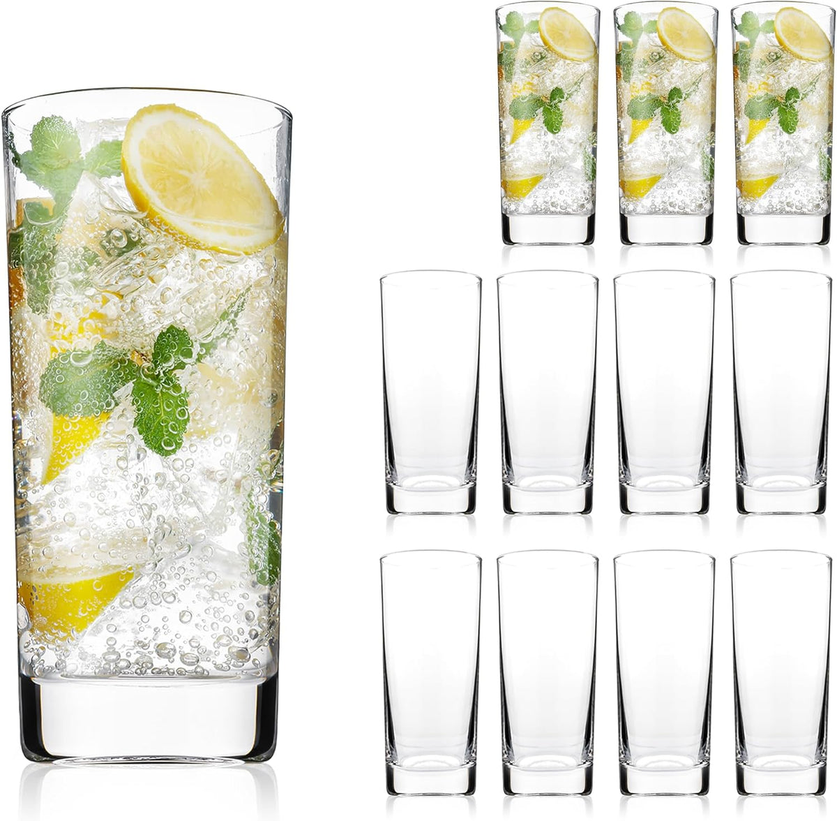 Highball Glasses Set of 6, 16oz Tall Drinking Glasses, Water Glass Cups Set - 13oz Set 12