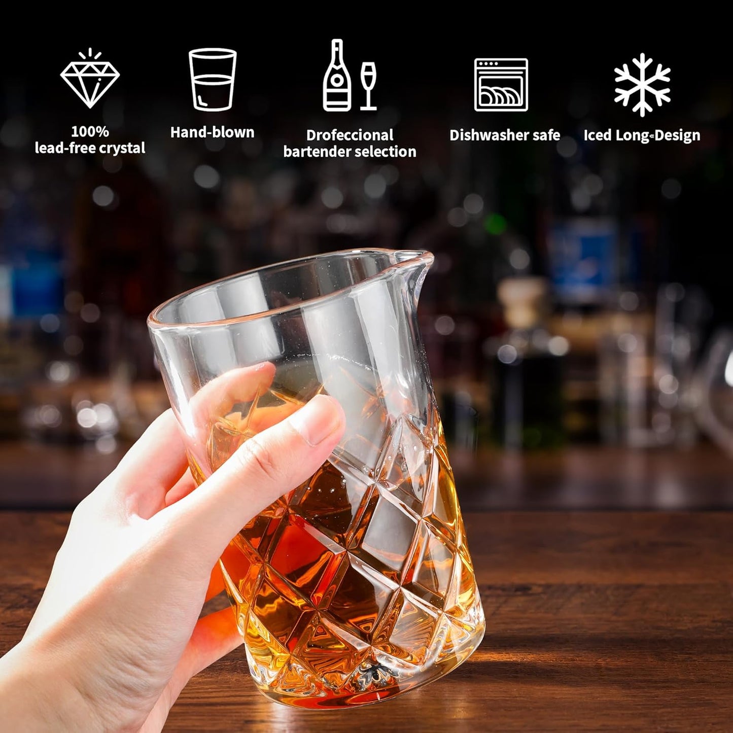 24 Oz Cocktail Mixing Glass Stirring Glasses for Whiskey Cocktail Mixing Shaker Glass Martini Old Fashioned Crystal Bar Set 700ml 2PCS