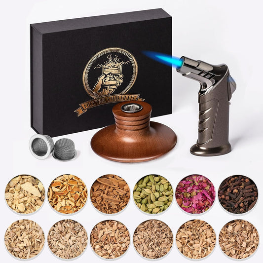 ComboJoy Whiskey Smoker Kit with Torch - 12 Flavors Wood Chips - Cocktail Smoker Infuser Kit, Old Fashioned Drink Smoker Kit, Birthday Bourbon Whiskey Gifts for Men,Dad(NO Butane)