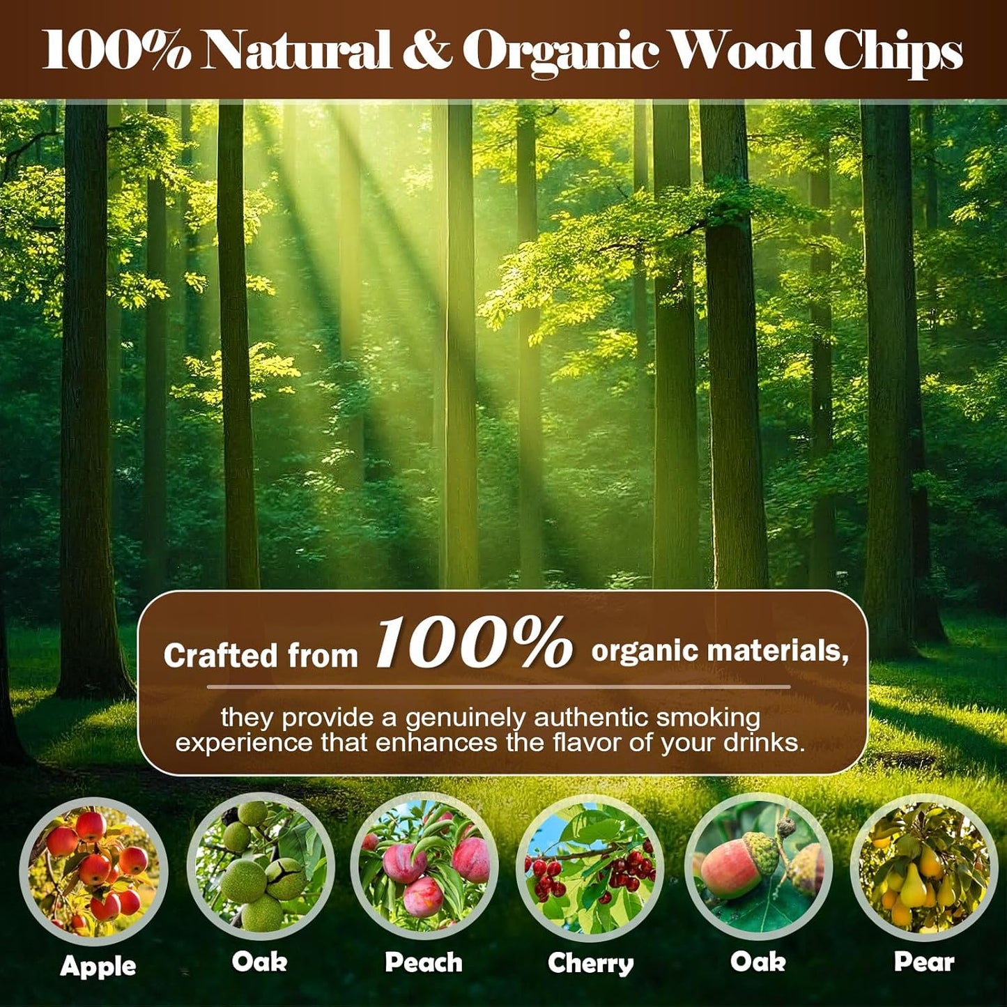 INSISART Whiskey Smoker Wood Chips, 6 Flavors Apple Cherry Oak Pear Peach Hickory, Natural Chips for Cocktails, Old Fashioned, Bourbon, Drinks, Food,Bar Accessory Gift for Men