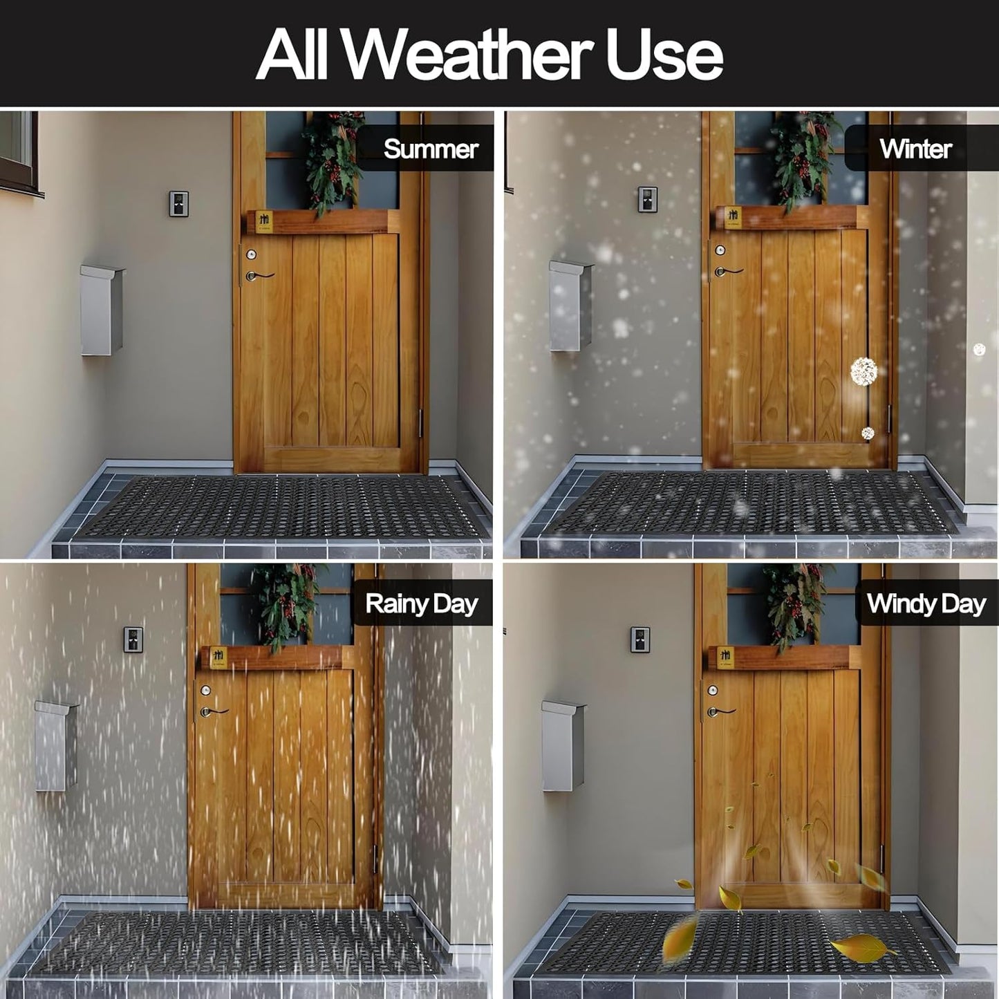 Nexboraque Anti Fatigue Rubber Floor Mats, 24 x 36 Inch Non-Slip Restaurant Mat Door Mat Drainage Mat for Indoor Outdoor Wet Area, Pool Entry, Garden - Black