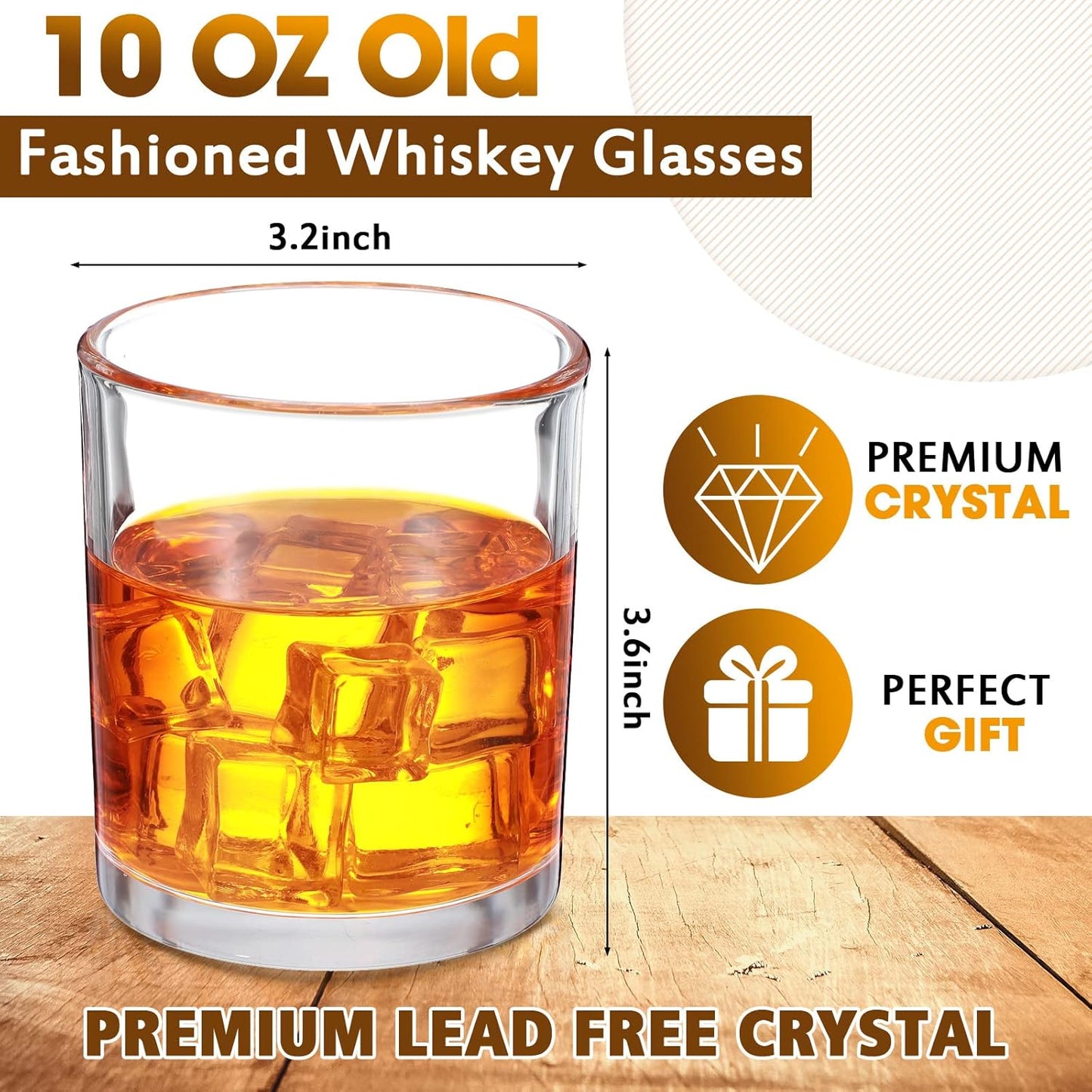 Mimorou 12 Pack Whiskey Glasses 10 oz Old Fashioned Glasses in Bar and Party Bourbon Glass, Rocks Glass, Cocktail Liquor Whiskey Lover Gift Christmas Gifts for Men, Dad, Father(Classic)