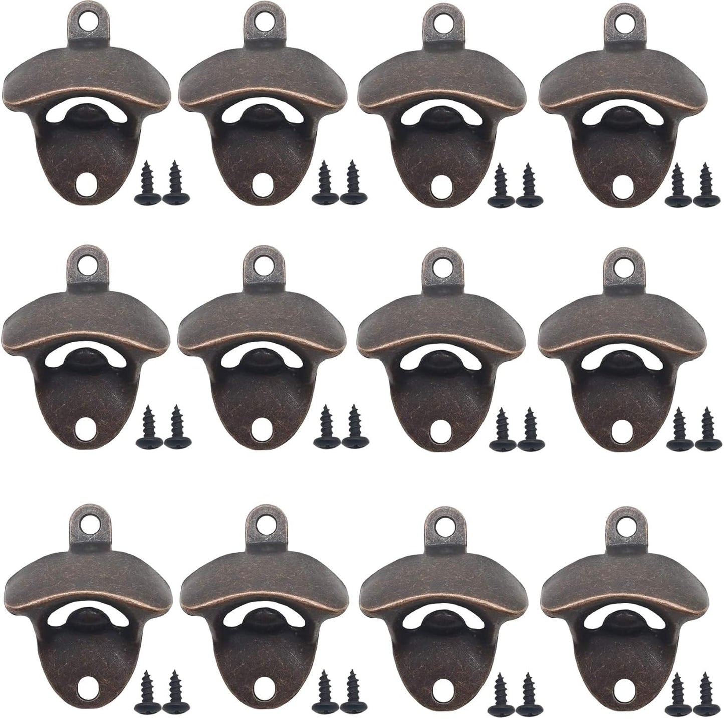 RONYOUNG 12PCS Wall Mounted Bottle Opener Vintage Beer Bottle Opener Suitable for Bars KTV Hotels Homes (Red Bronze)