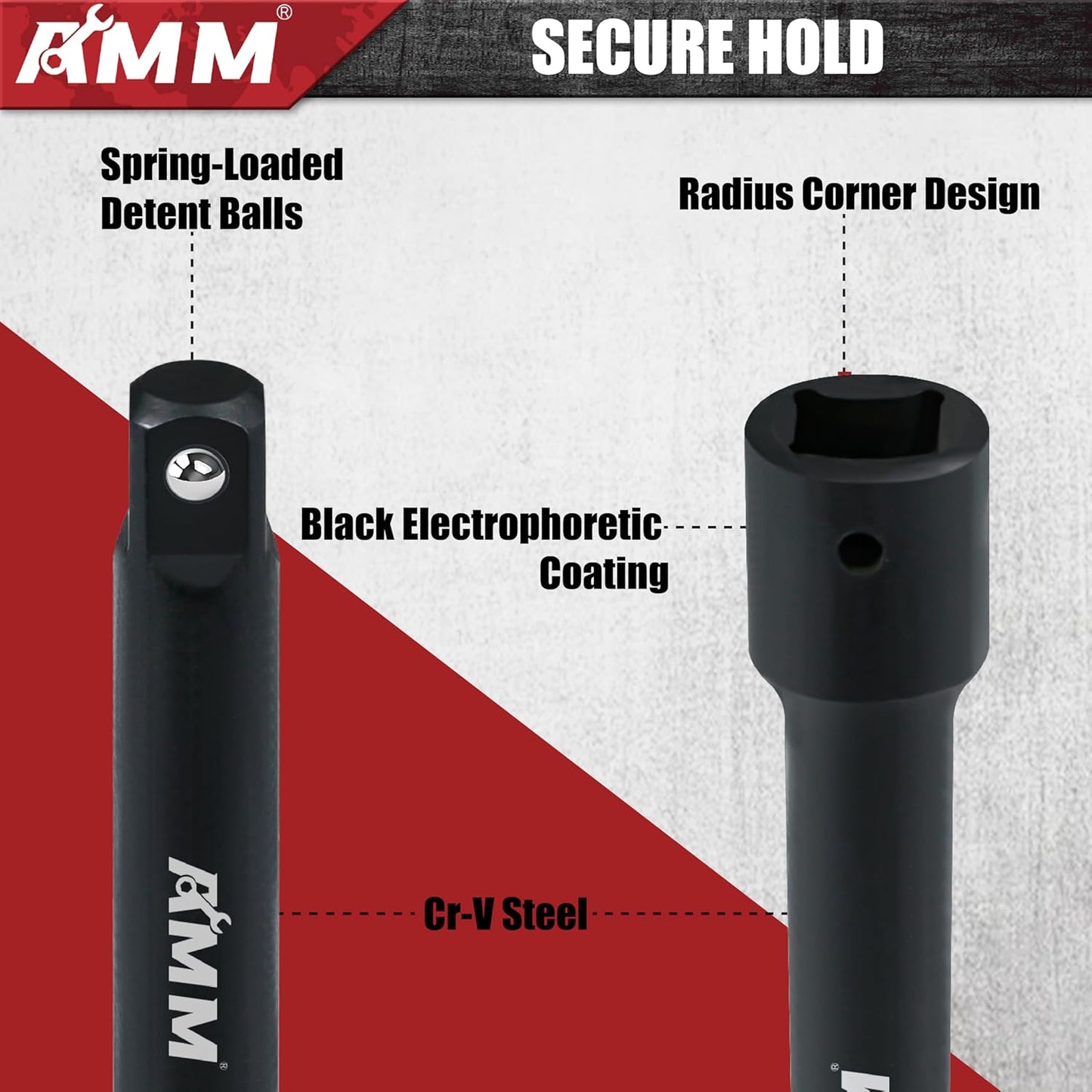 AMM Impact Socket Extension Set Tools, 1/4", 3/8", 1/2" Drive Socket Adapter, Extension Bar, Impact Univeral Joint, Impact Coupler with Cr-V Steel for Power Drill & Impact Driver, 18 Pieces