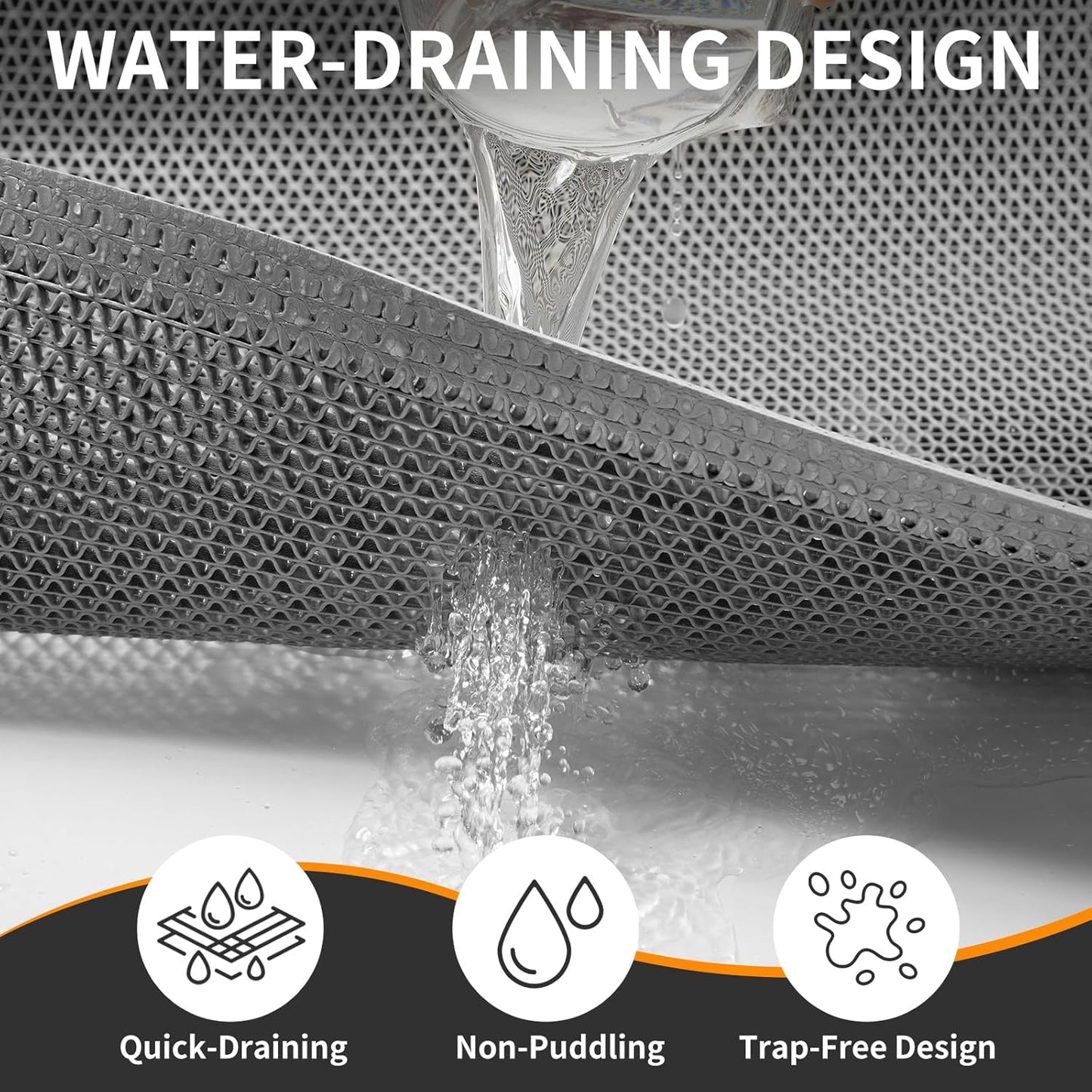 Front Door Mat 31''x47'', Drainage Heavy Duty Dirt Trapping Non-Slip Doormats, Outdoor Rubber Floor Mats, Restaurant Commercial Kitchen Industral Pool Entrance Bar Wet Area, Grey